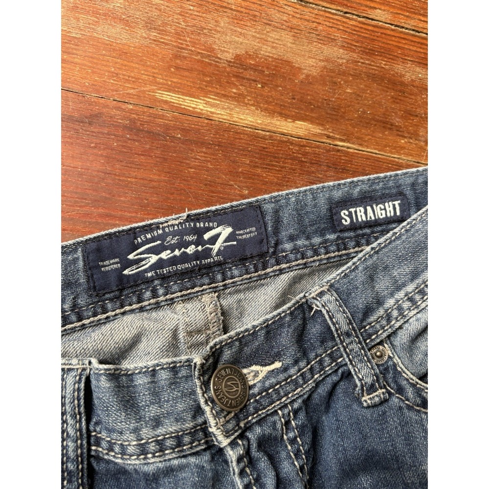 Seven7 Mens Straight Fit Stretch Jeans Blue Medium Wash 32x32 - Picture 3 of 7